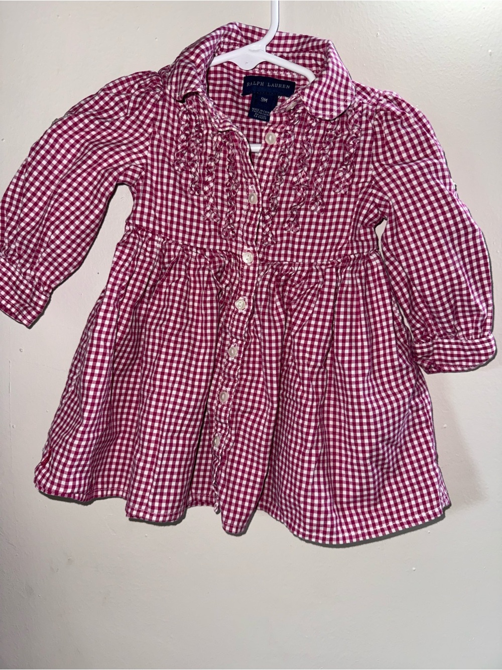 Ralph Lauren Red and White Gingham Button-Front Toddler Dress Shirt